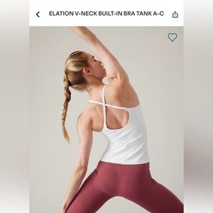 Athleta Elation A-C v neck built in bra tank size small white